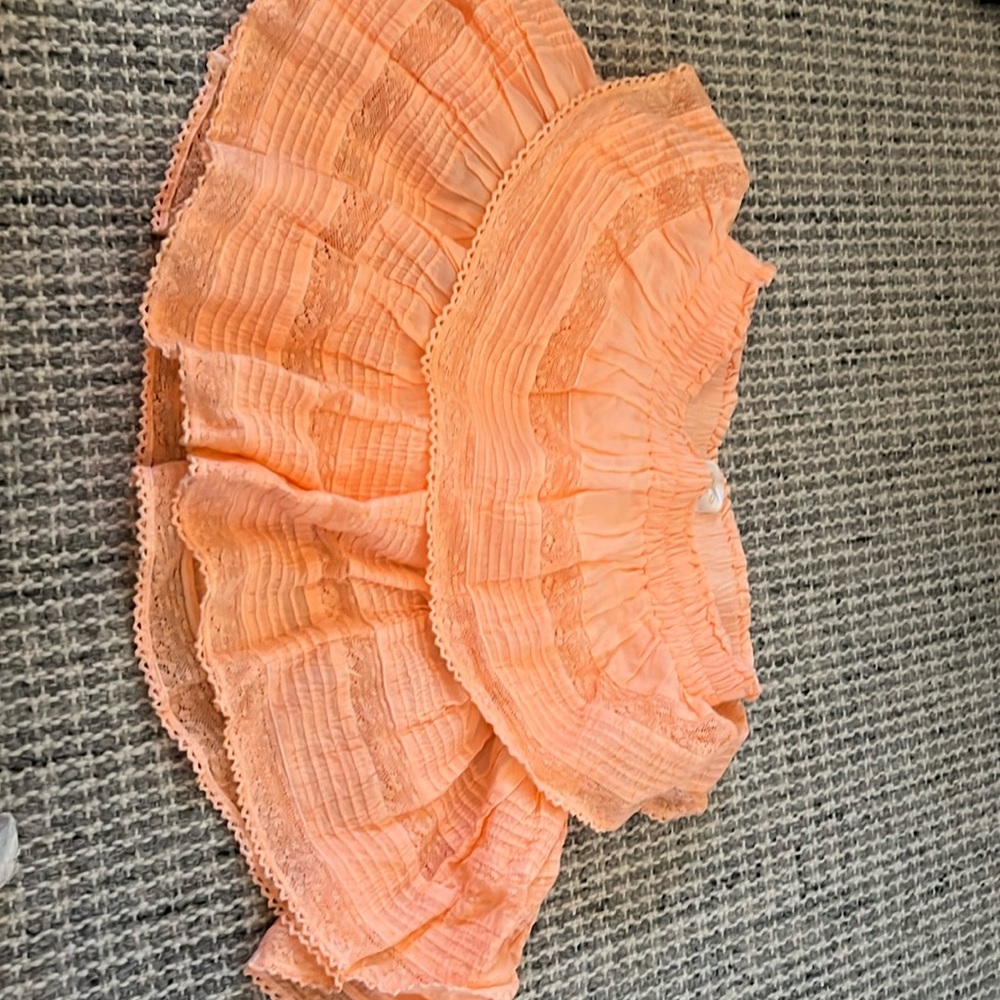 Loveshack Fancy melon mini ruffled skirt